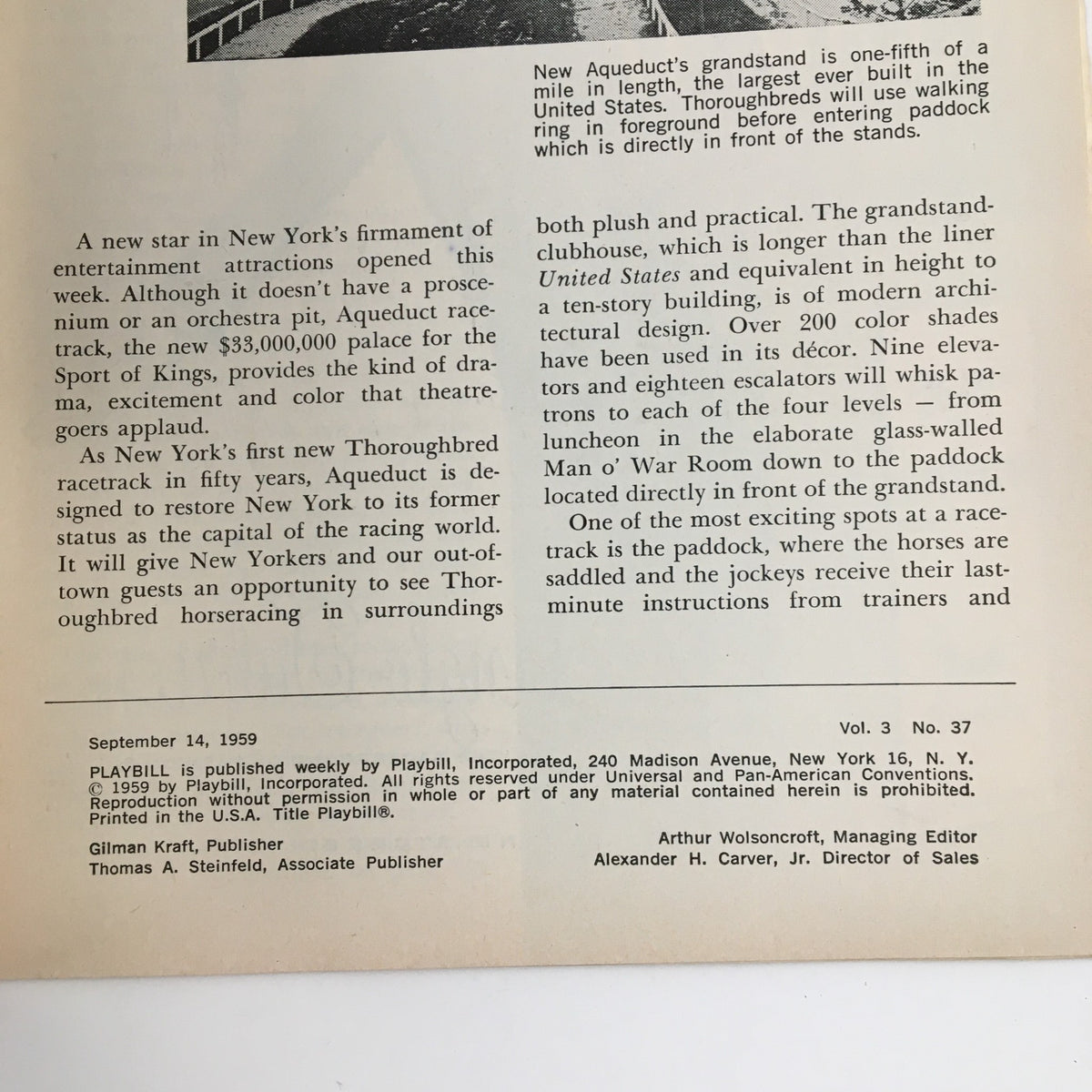 Inside page of the 1959 Playbill for The City Center of Music and Drama Present The Still Point Musical, showcasing the theater's history and venue details.