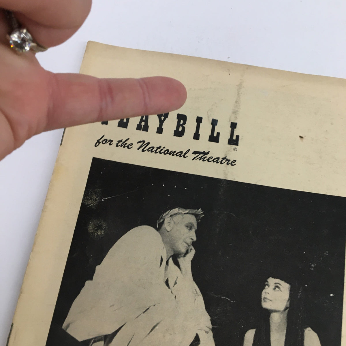 Close-up of the 1950 Playbill cover for the National Theatre featuring Lilli Palmer in Caesar and Cleopatra, showing minor wear and historical charm.