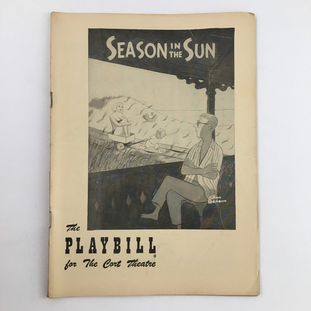 Cover of the 1950 Playbill for Season In The Sun at the Cort Theatre featuring a vintage illustration.