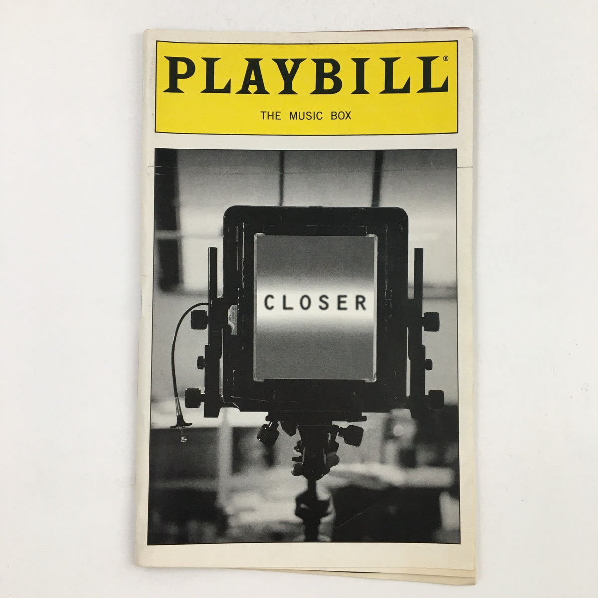 1999 Playbill for The Music Box Theatre presentation of Closer featuring Natasha Richardson, showcasing the cover with a striking black and white image and the title 'CLOSER' prominently displayed.