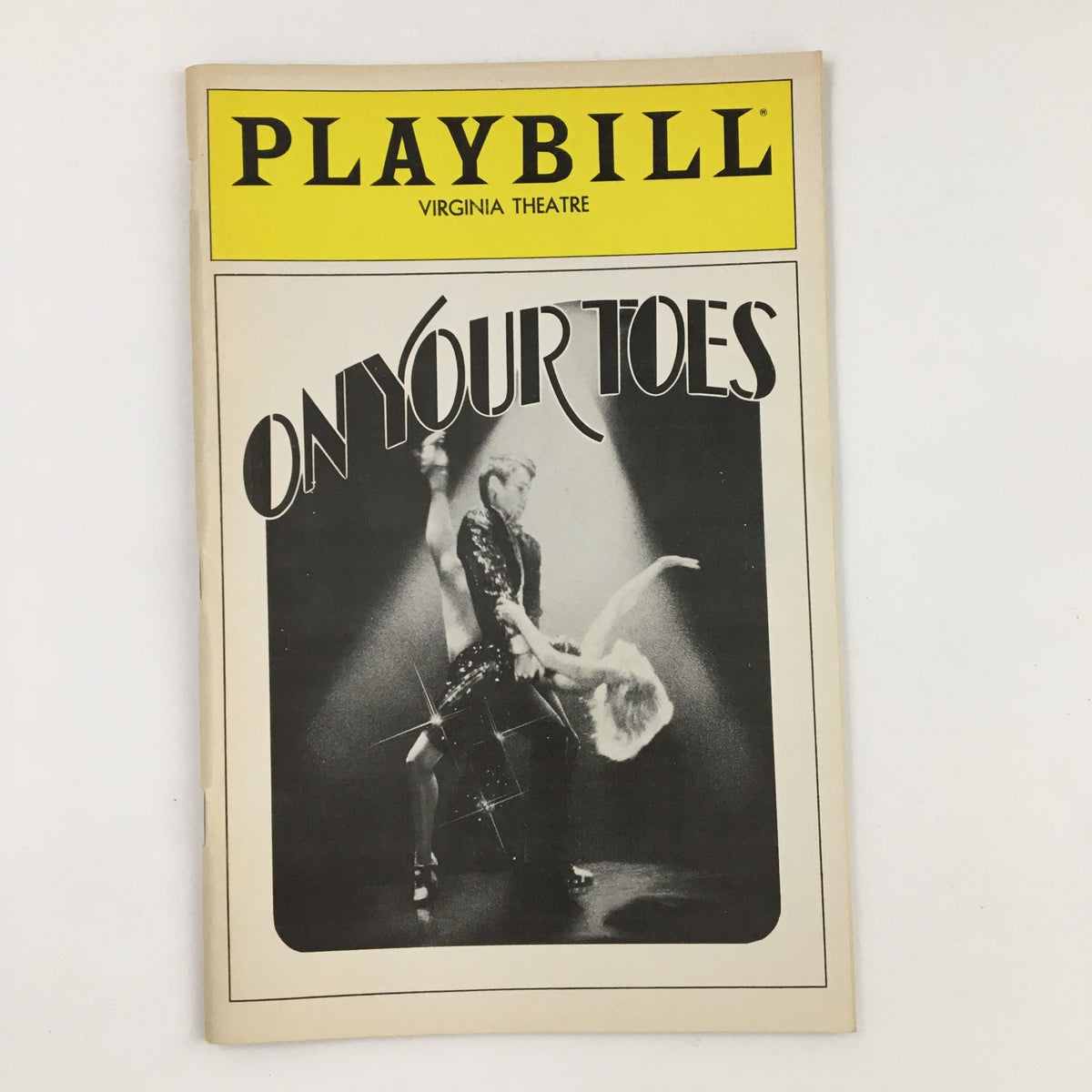 1983 Playbill Virginia Theatre featuring Natalia Markova in On Your Toes, showcasing a dynamic black-and-white cover image of performers.