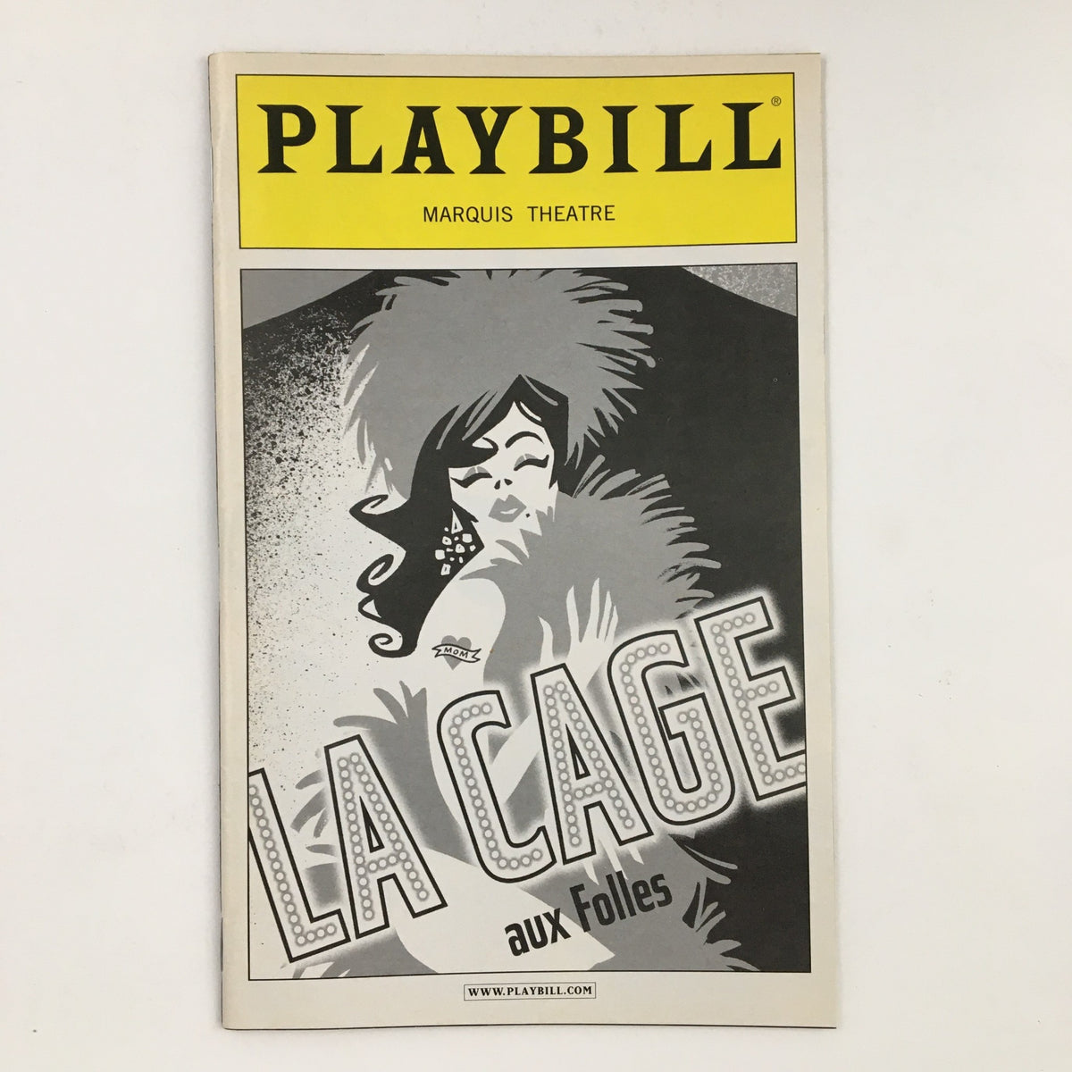 2005 Playbill for La Cage Aux Folles, featuring a stylish cover with dramatic black and white artwork, presented at the Marquis Theatre.