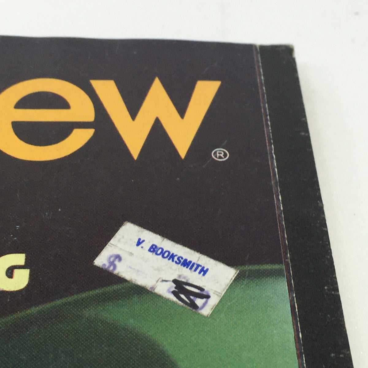 Close-up of the Vintage Stereo Review Music Magazine November 1981 showing the magazine title and a price sticker from V. Booksmith, emphasizing its collectible nature.