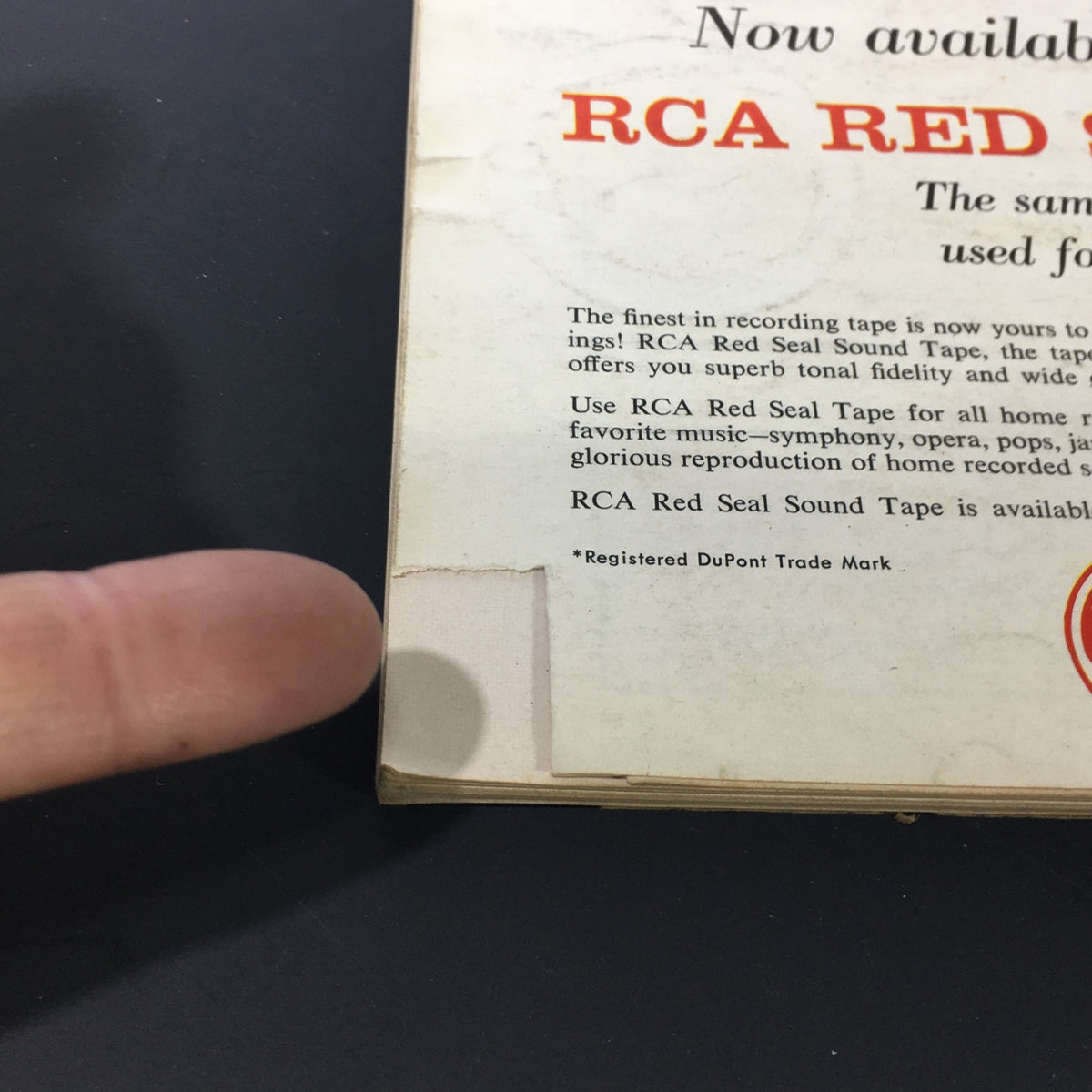 Back cover of the vintage VTG HiFi Stereo Review Magazine September 1961, focusing on an advertisement for RCA Red Seal Sound Tape, illustrating the magazine's historical context in audio technology.