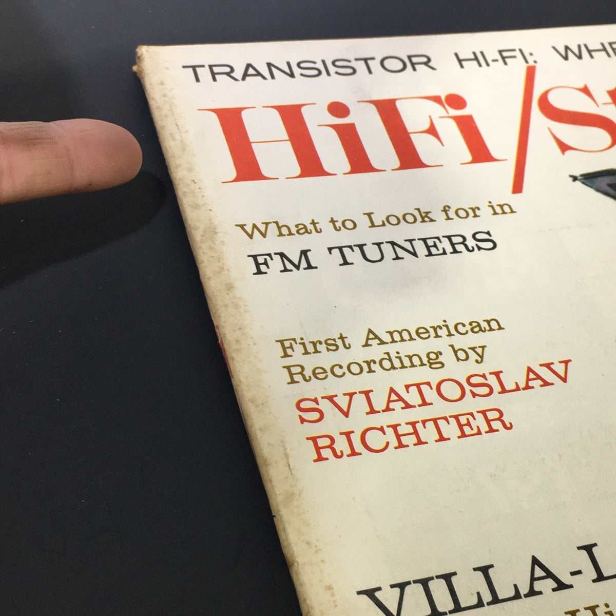 Close-up of the January 1961 HiFi Stereo Review Magazine displaying the title and details about Sviatoslav Richter's first American recording.