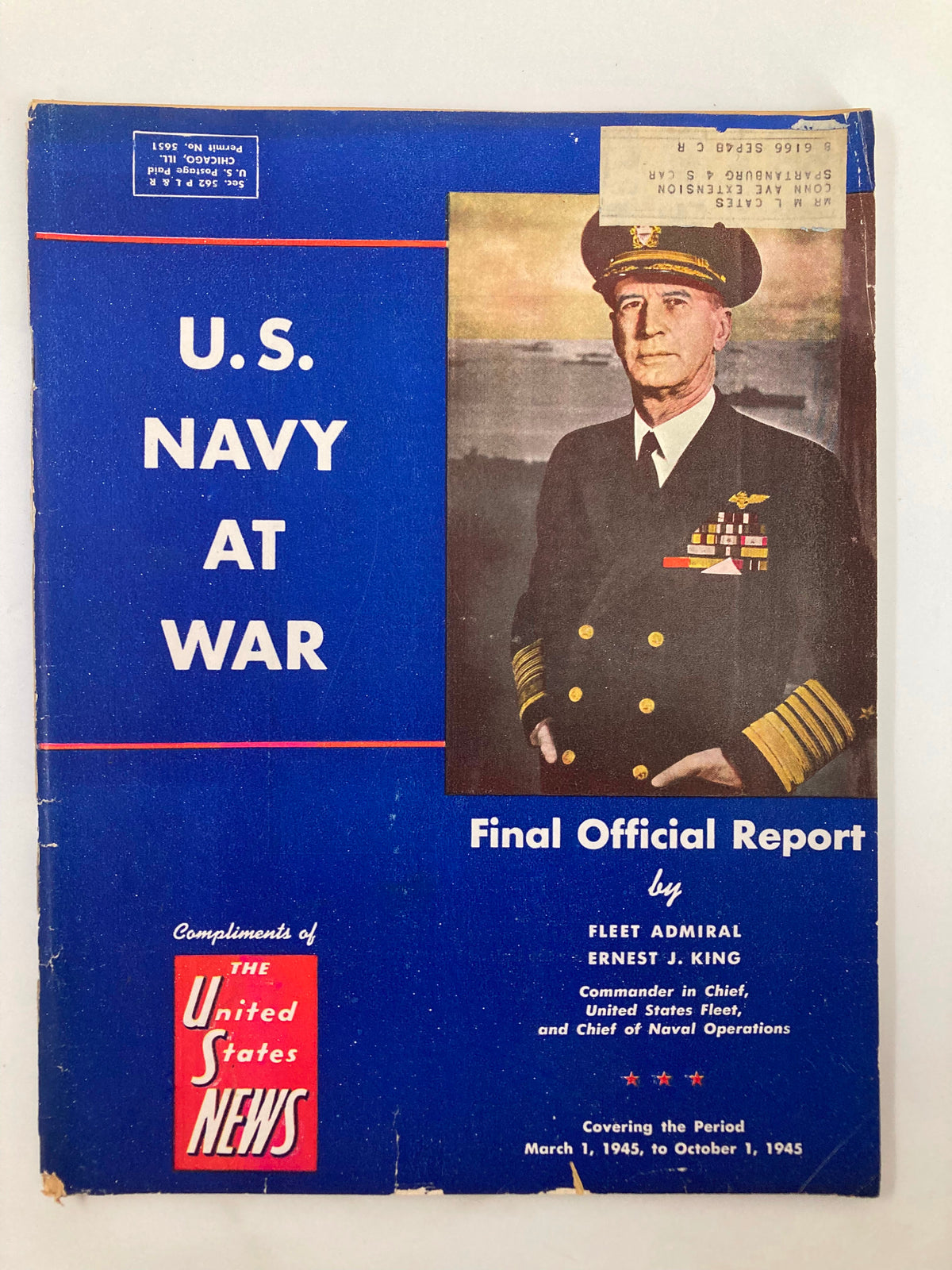 US News & World Report Magazine March 1 1945 Fleet Admiral Ernest J. King
