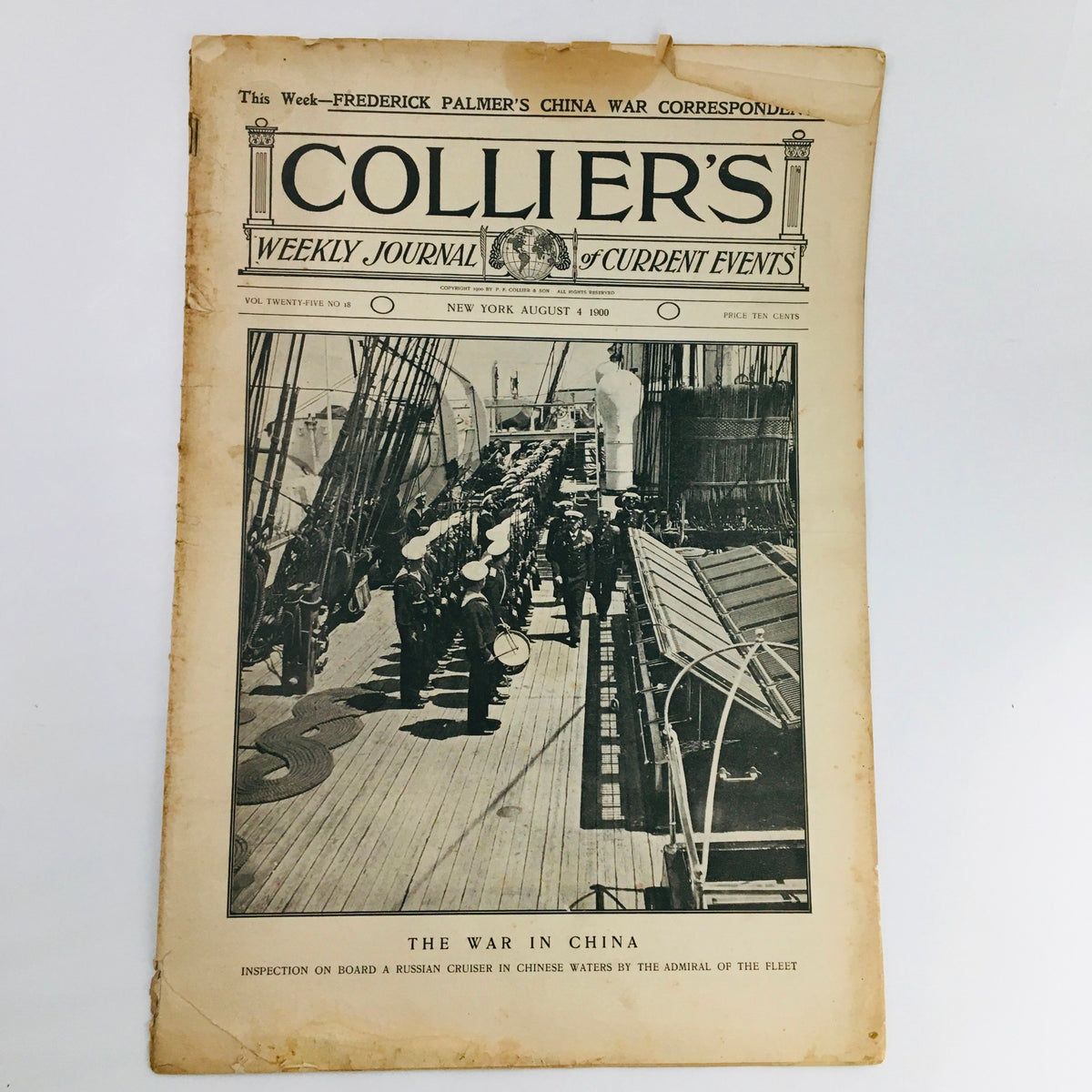 Cover of Collier's Weekly August 4 1900 Vol 25 #18, showcasing a historical depiction of The War in China.