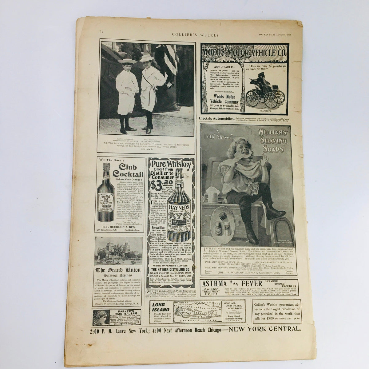 Collier's Weekly August 4 1900 Vol 25 #18 The War in China - Vintage magazine advertisement page featuring various products and services, highlighting the typography and design of early 20th-century print media.