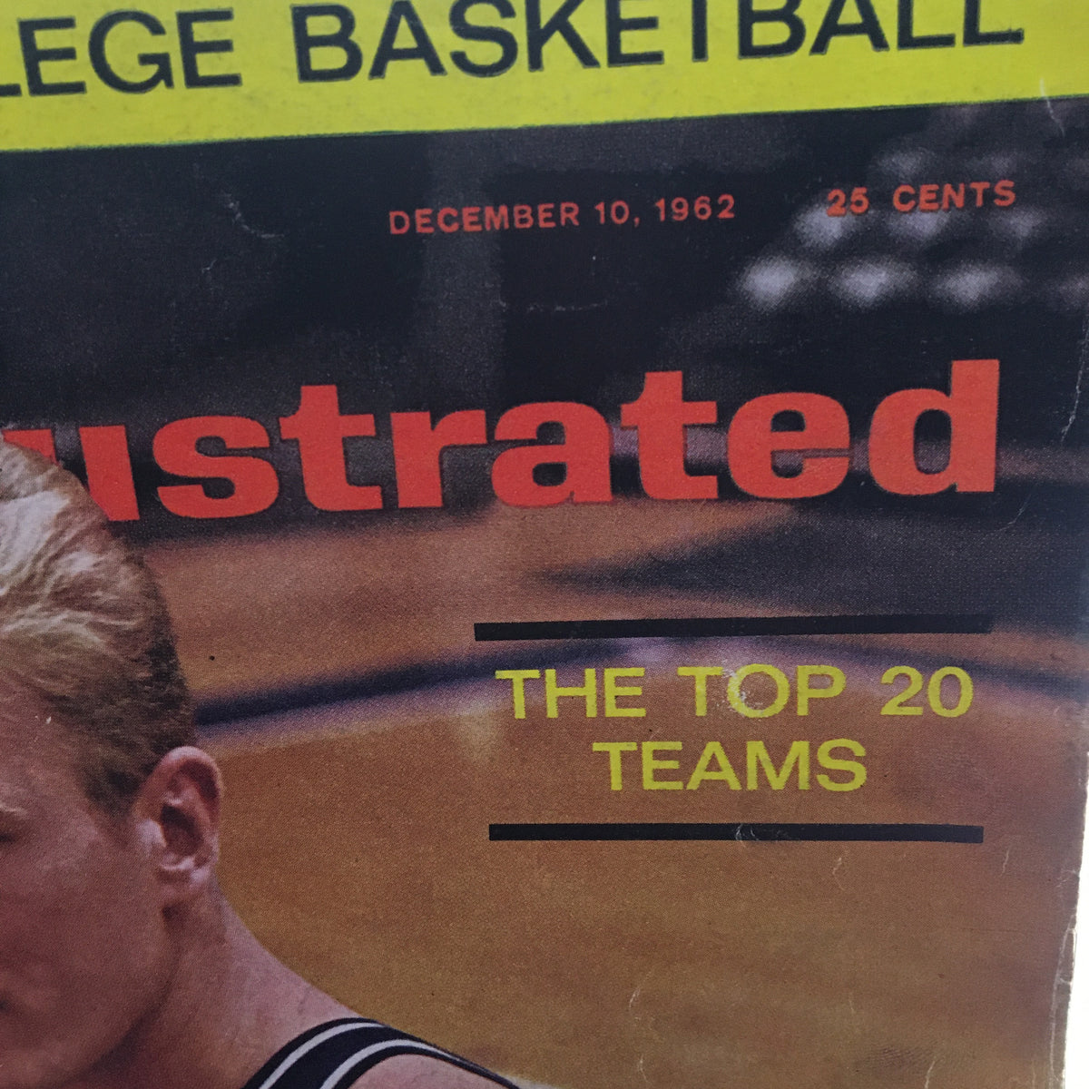 Close-up of the title section of VTG Sports Illustrated Magazine December 10 1962, emphasizing the coverage on COLLEGE BASKETBALL and the top teams of the era.