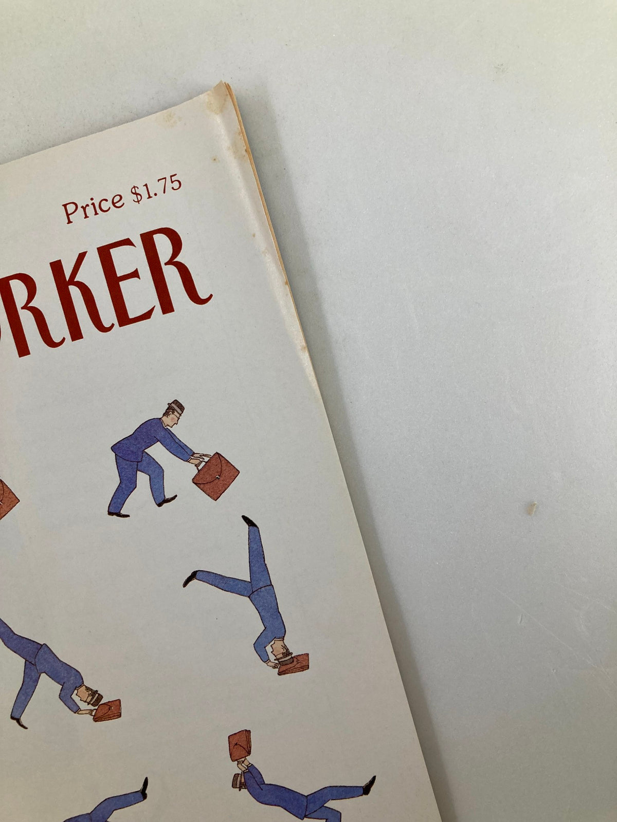Close-up of the top edge of The New Yorker Full Magazine March 25 1991 showcasing the issue title 'The New Yorker' and the illustration 'Ready for Work' by Benoit.