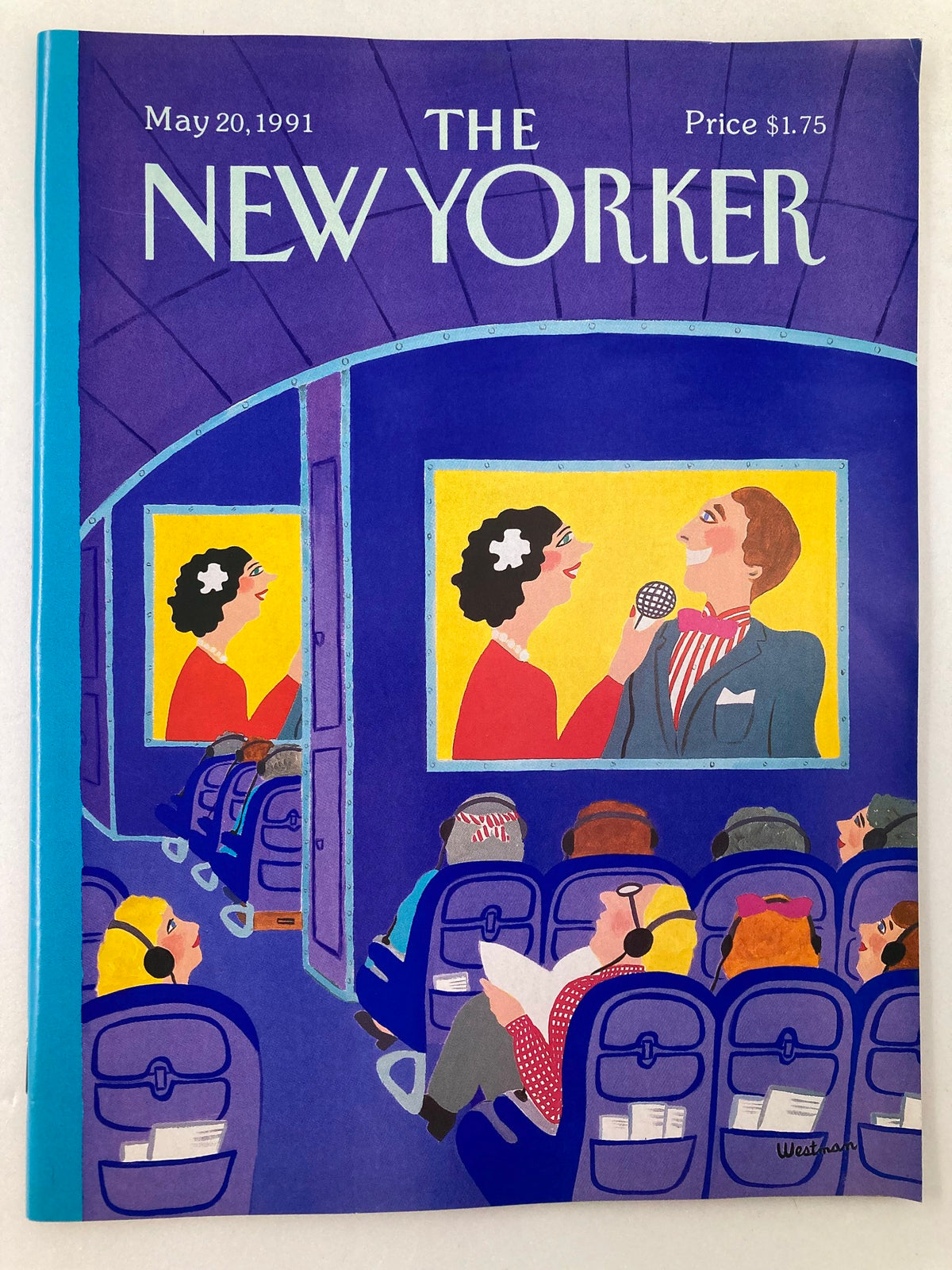 The New Yorker Full Magazine May 20 1991 cover featuring colorful illustration of a movie theatre scene by B. Westman with characters viewing a screen.