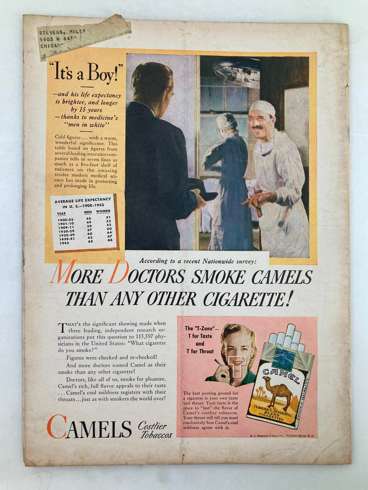 Back cover of the VTG Foreign Service Magazine, May 1946, Volume 33, Issue 9, featuring an advertisement for Camel cigarettes.