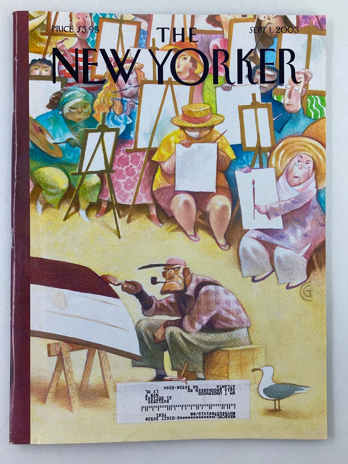 The New Yorker Full Magazine September 1 2003, featuring a colorful cover illustration titled 'Summer Painting' by Carter Goodrich, depicting artists in a summer setting.