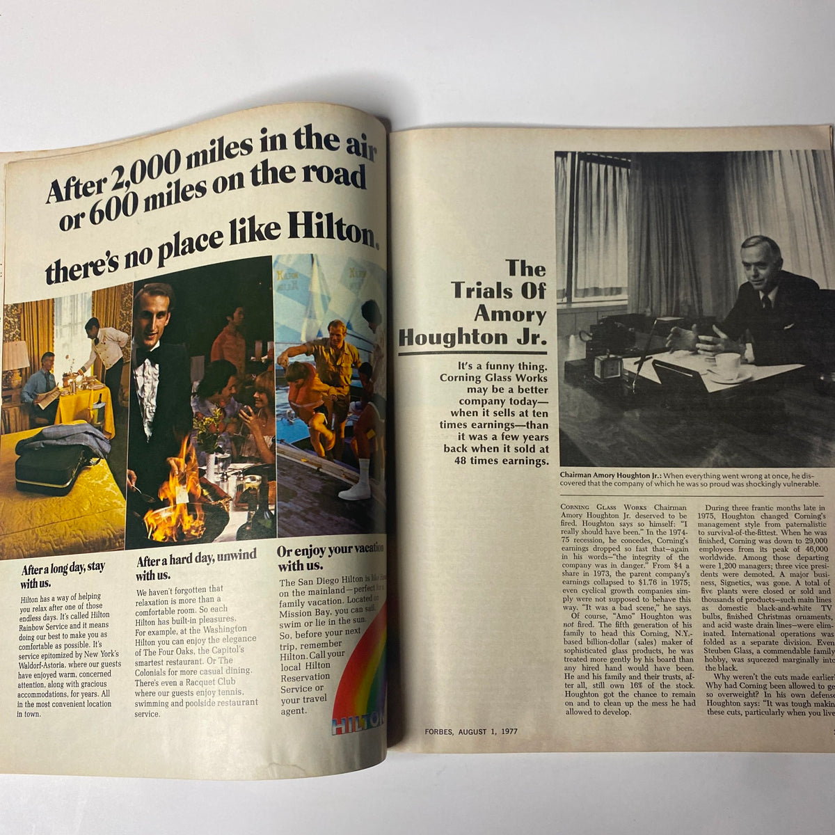 Forbes Magazine August 1, 1977 Corning Glass: On The Way Back Up VG