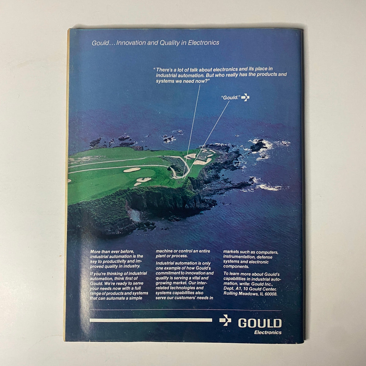 Back cover of Forbes Magazine, July 15, 1985, featuring an advertisement for Gould Electronics, emphasizing innovation in industrial automation.