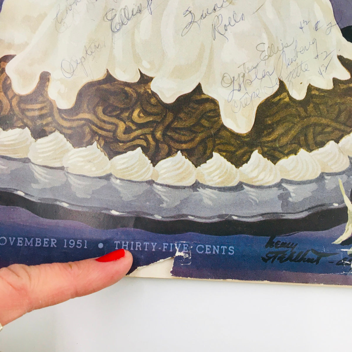 Bottom section of Gourmet The Magazine of Good Living November 1951 cover highlighting the issue date and price, emphasizing its vintage appeal.