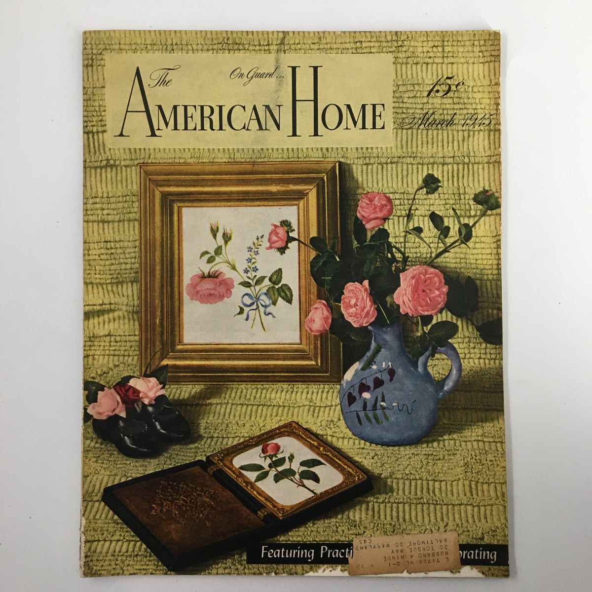 Cover of VTG The American Home Magazine March 1945 featuring a floral arrangement and vintage decor.