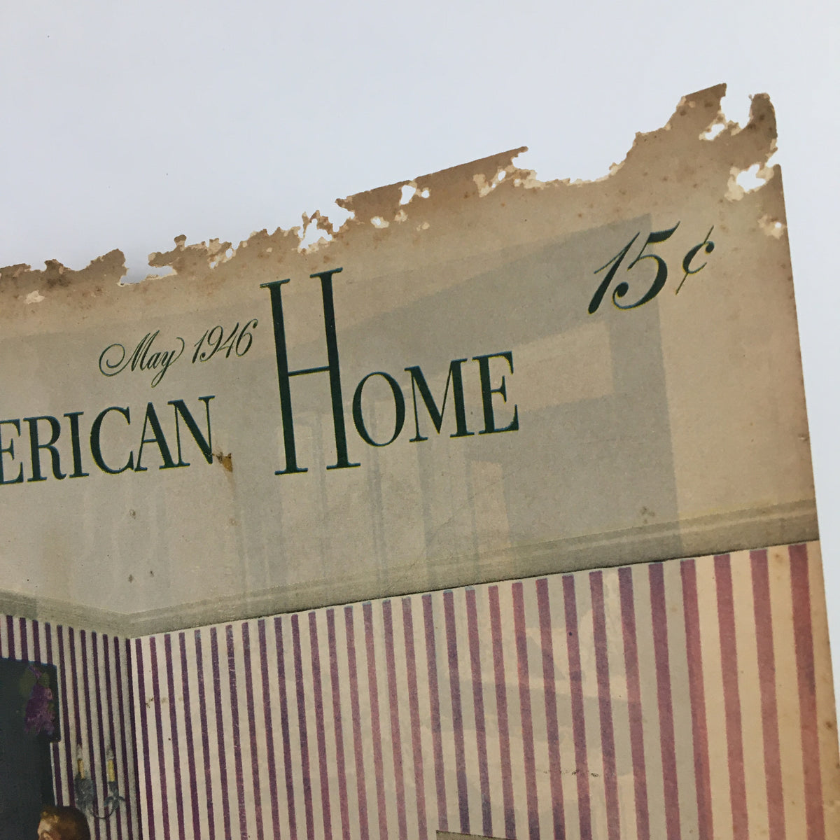 Cover of VTG The American Home Magazine May 1946, featuring vintage design elements and showing wear, highlighting its charm as a collectible item.