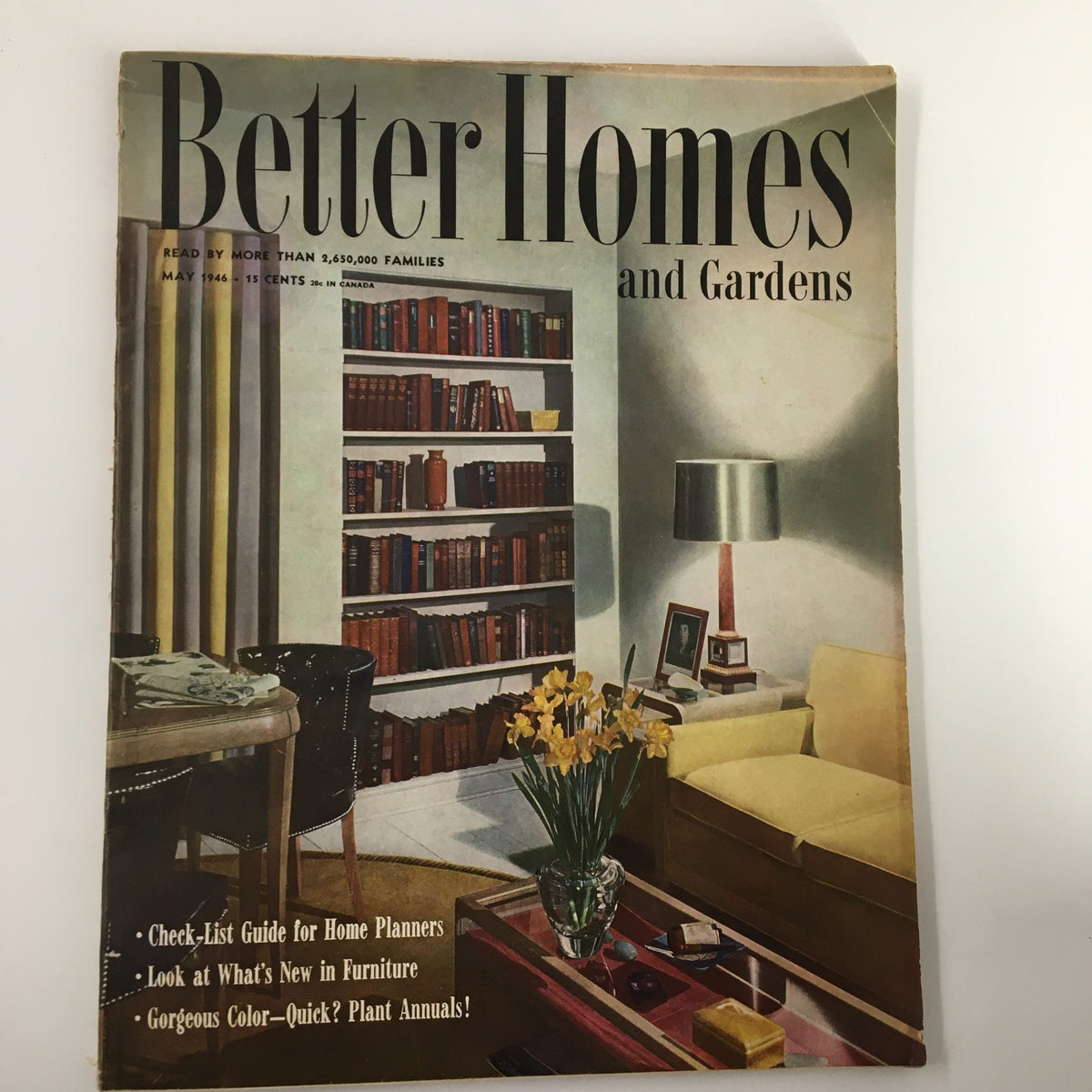Cover of the VTG Better Homes & Gardens Magazine May 1946, showcasing mid-century furniture and home decor style.