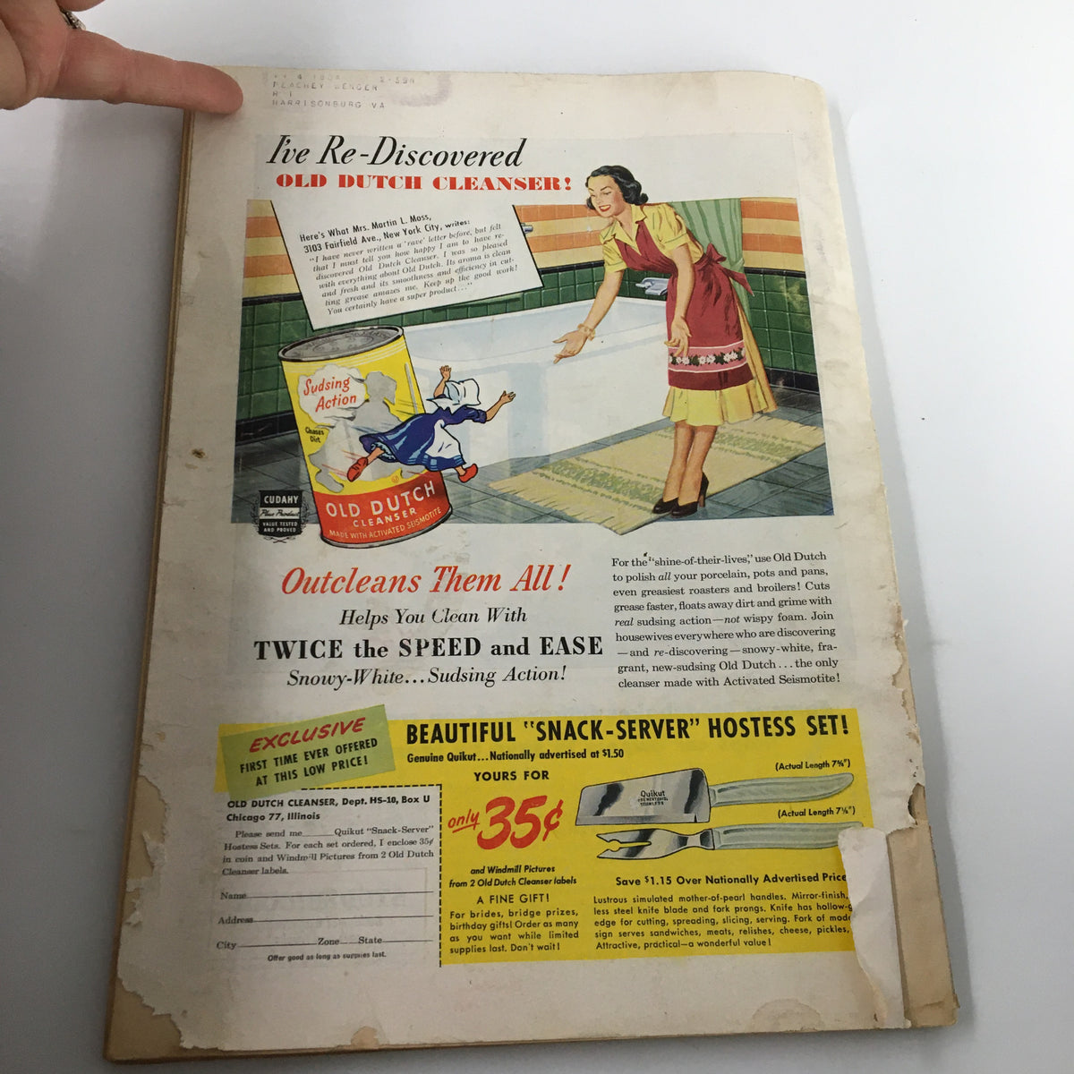 Advertisement page from 'VTG Successful Farming Magazine November 1951 Made for Christmas Giving' featuring Old Dutch Cleanser, illustrating vintage advertising style.