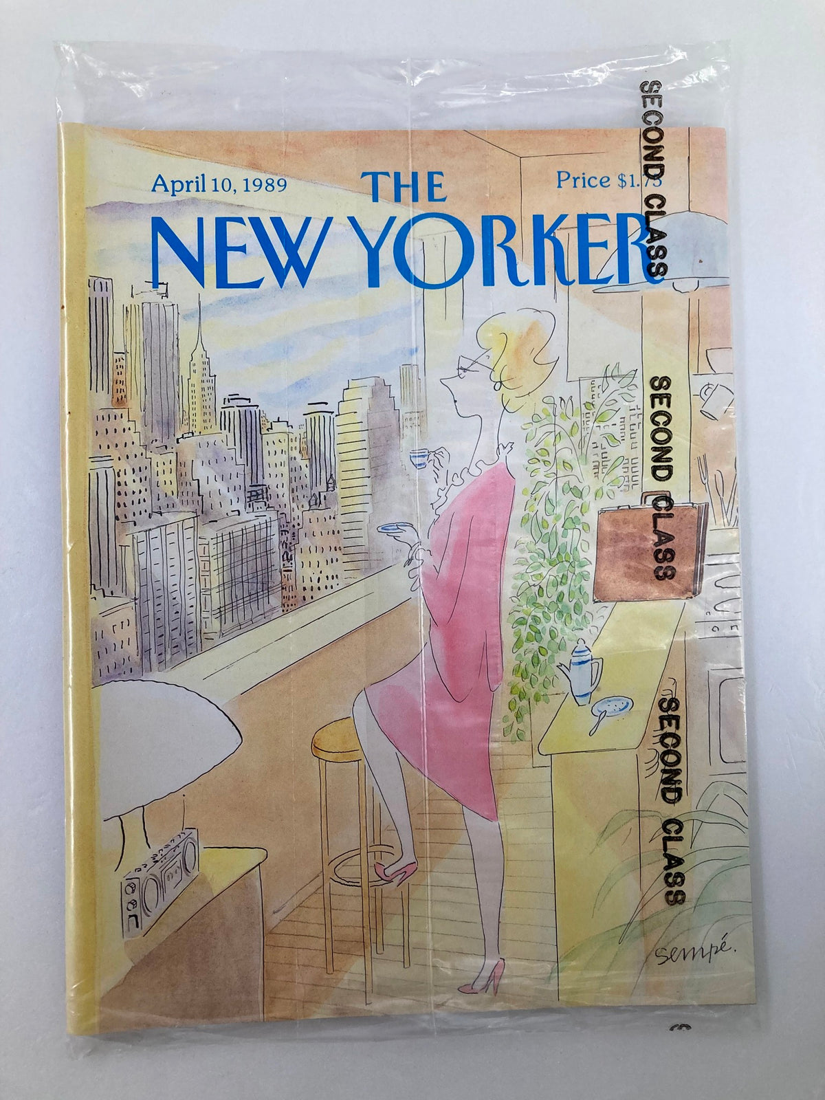 The New Yorker, April 10, 1989: Full magazine featuring 'Balcony' by J. Sempé, VG sealed condition