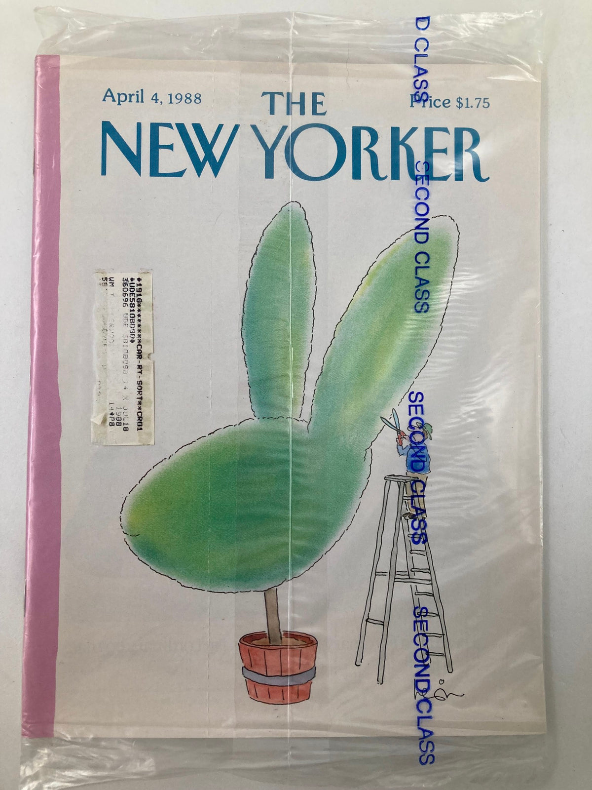 Cover of The New Yorker, April 4, 1988, featuring 'Easter Head' by Heidi Goennel, VG condition, sealed