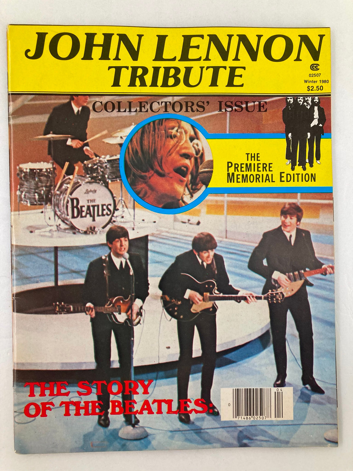 VTG Winter 1980 John Lennon Tribute The Beatles Collector's Issue cover showcasing The Beatles performing with John Lennon featured prominently and highlighted as a memorial edition.