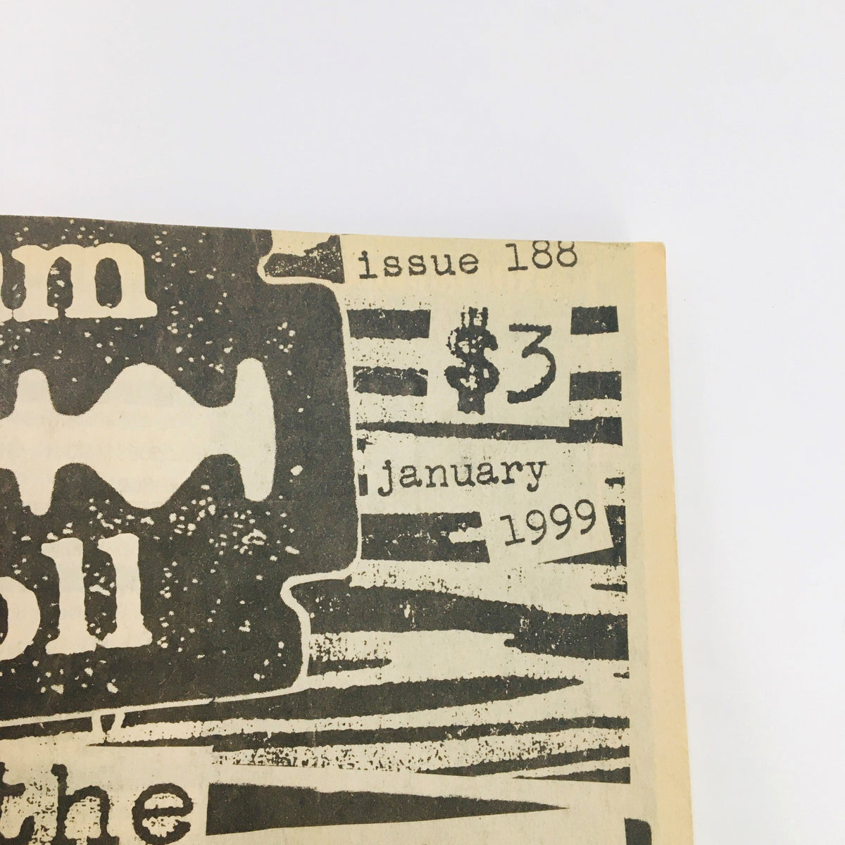 Close-up of the cover detail from Maximum RocknRoll Magazine January 1999 Issue #188, highlighting the issue number, date, and price.