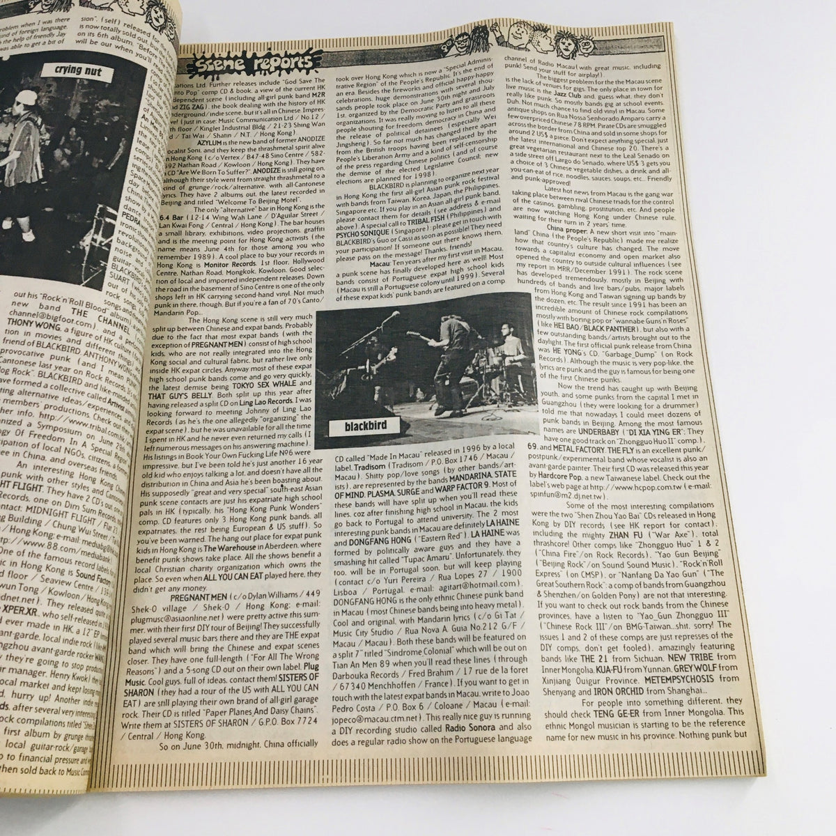 Interior page of Maximum RocknRoll Magazine December 1997, issue #175, featuring scene reports with images and text about punk rock bands, highlighting the vibrant culture of the late '90s.