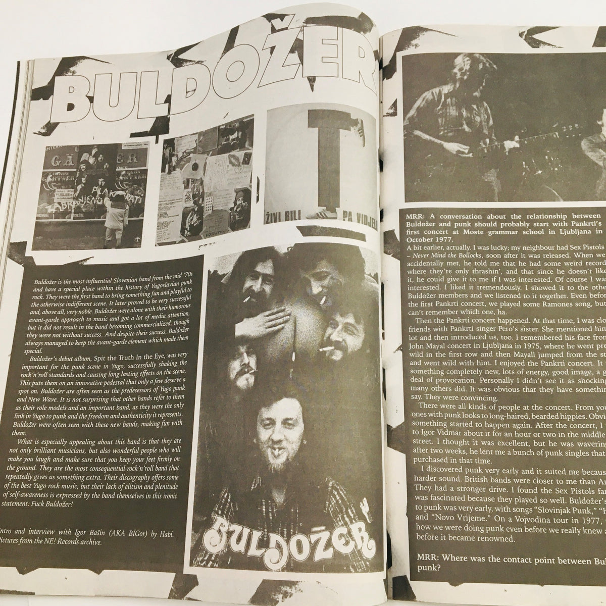 Interview page from Maximum RocknRoll Magazine July 2016 #398 with the band Buldozer, exploring their impact on punk music.