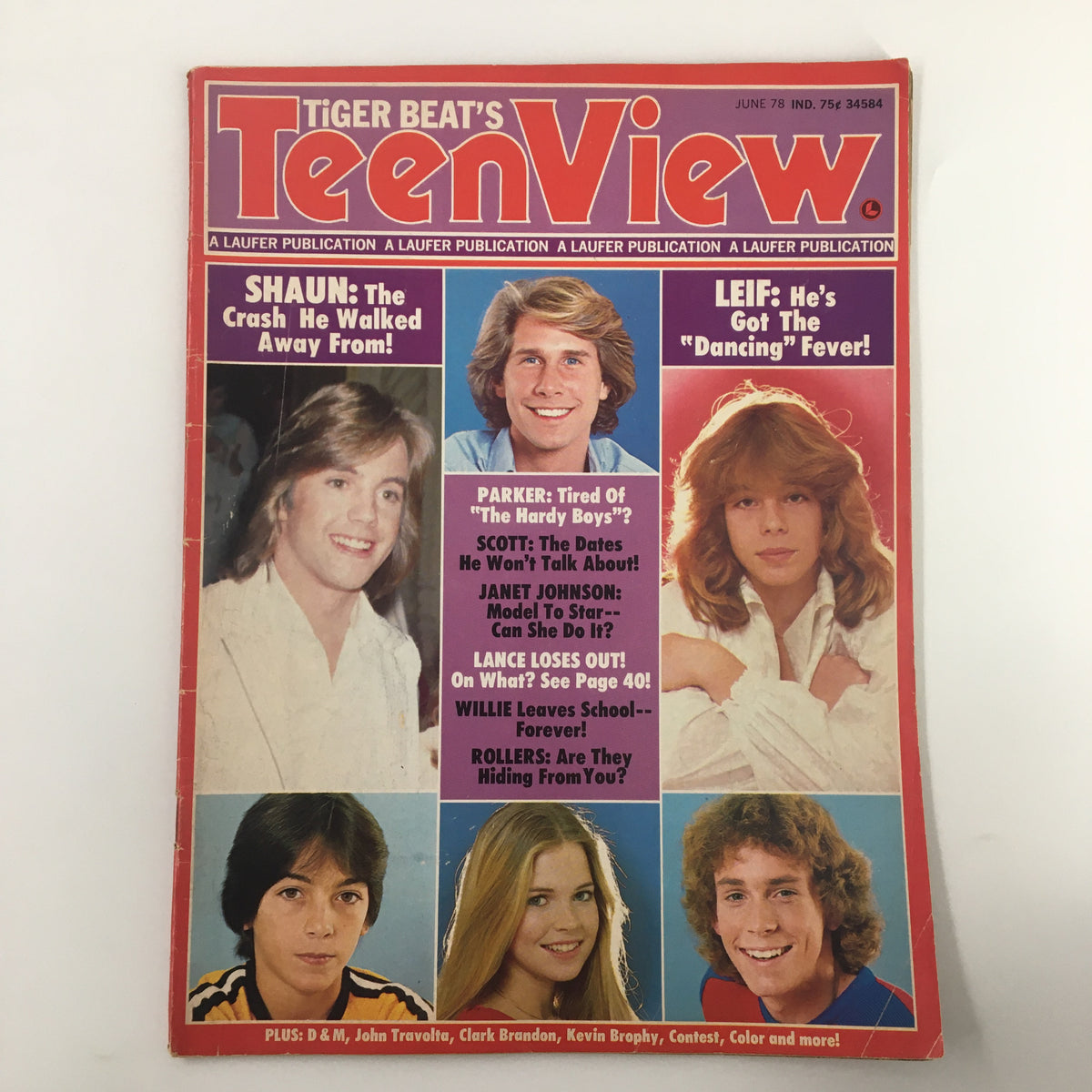 Cover of VTG Tiger Beat's Teen View Magazine June 1978 featuring Shaun Cassidy, Parker Stevenson, and other teen idols. The magazine includes features like interviews and articles about 70s pop culture.