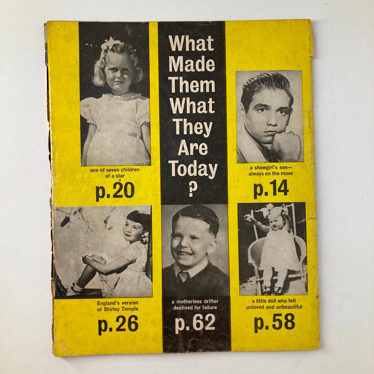 Cover of Hollywood Life Stories Magazine 1965 titled 'What Made Them What They Are Today?' showcasing childhood images of various stars and intriguing headlines.