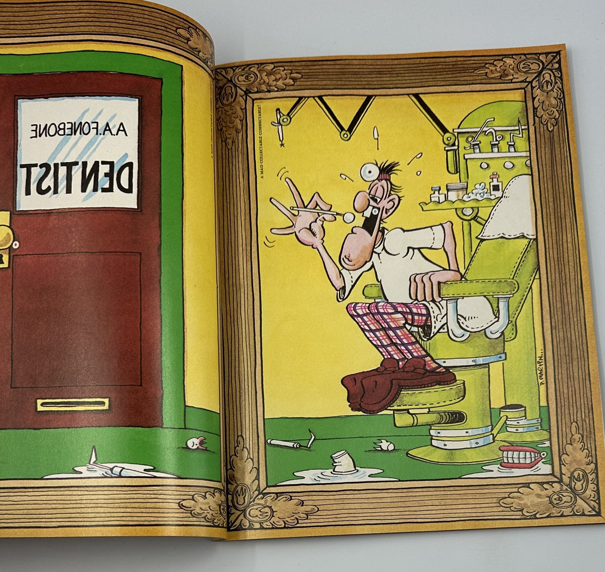 Illustration inside MAD Magazine Super Special No. 29 Winter 1979, depicting a humorous scene in a dentist's office, showcasing the magazine's comic style.