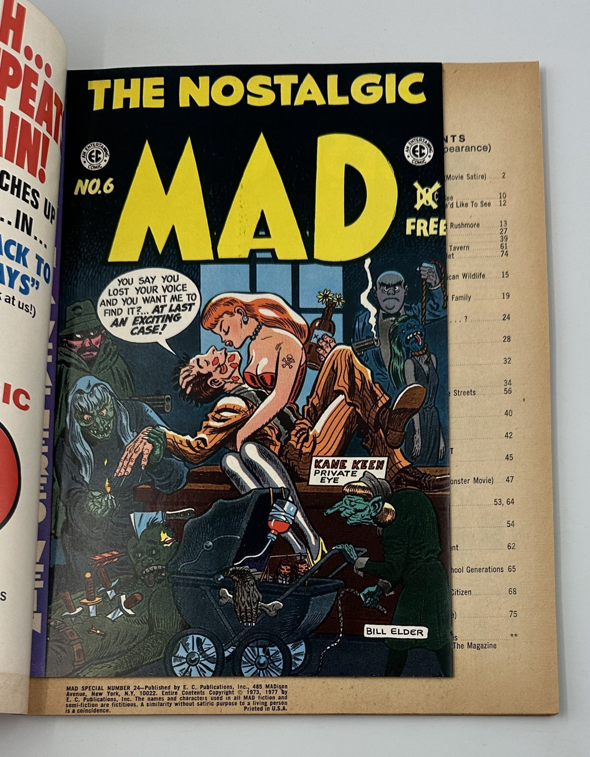 Special insert titled 'The Nostalgic MAD' included in MAD Magazine Super Special No. 24, featuring vibrant comic art by Bill Elder.