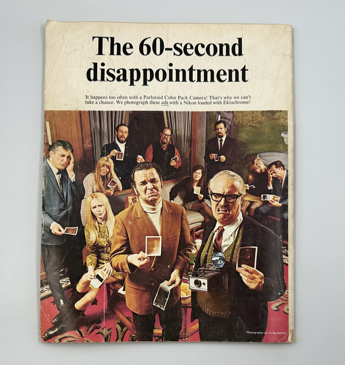 Cover page of MAD Magazine Super Special No. 8 1972 titled 'The 60-second disappointment', highlighting a humorous critique with various characters holding photographs.
