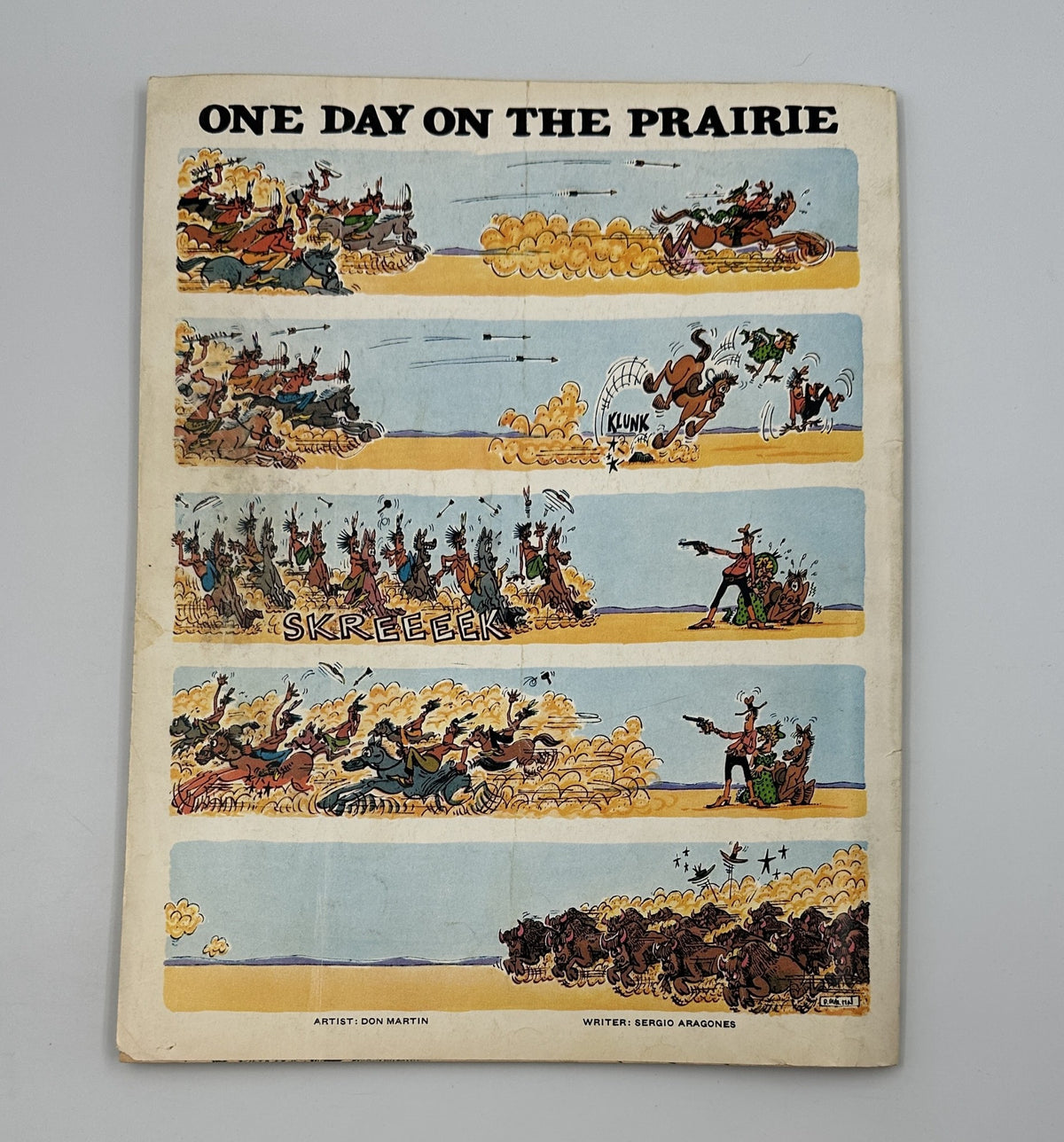 MAD Magazine Super Special No. 10 1973 cover showcasing a comic strip titled 'One Day on the Prairie' by Don Martin, illustrating a humorous scene with cowboys and cartoonish sounds.