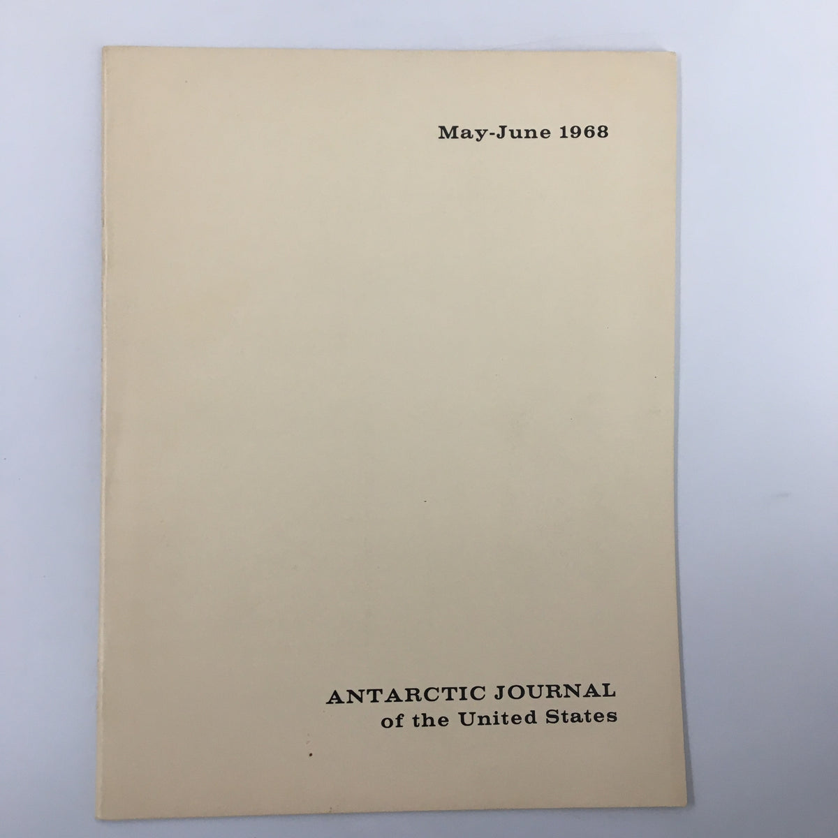 Cover of the VTG Antarctic Journal of the United States dated May-June 1968, displaying the title and publication information.