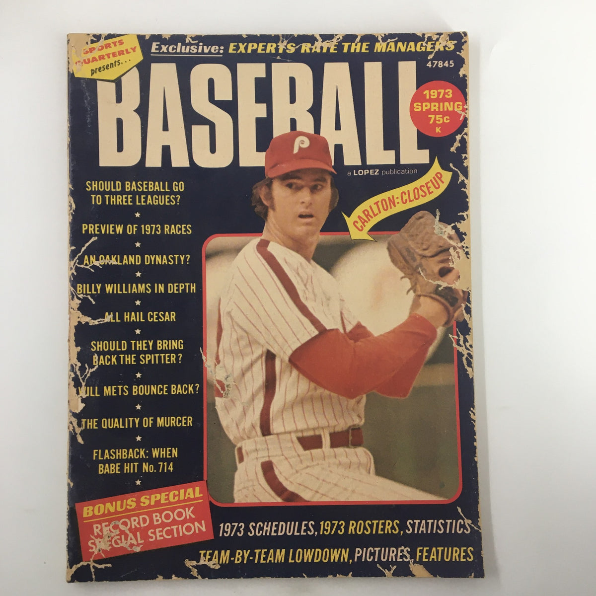 Vintage Baseball Magazine Spring 1973 Steve Carlton & Billy Williams No Label