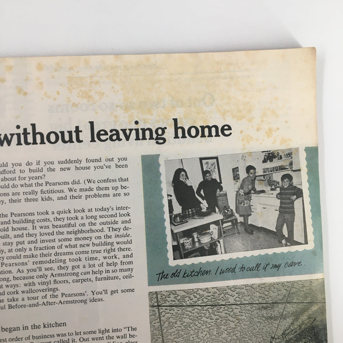 Interior page of Better Homes & Gardens Magazine October 1970 showcasing a family in a kitchen setting, discussing home renovation ideas.