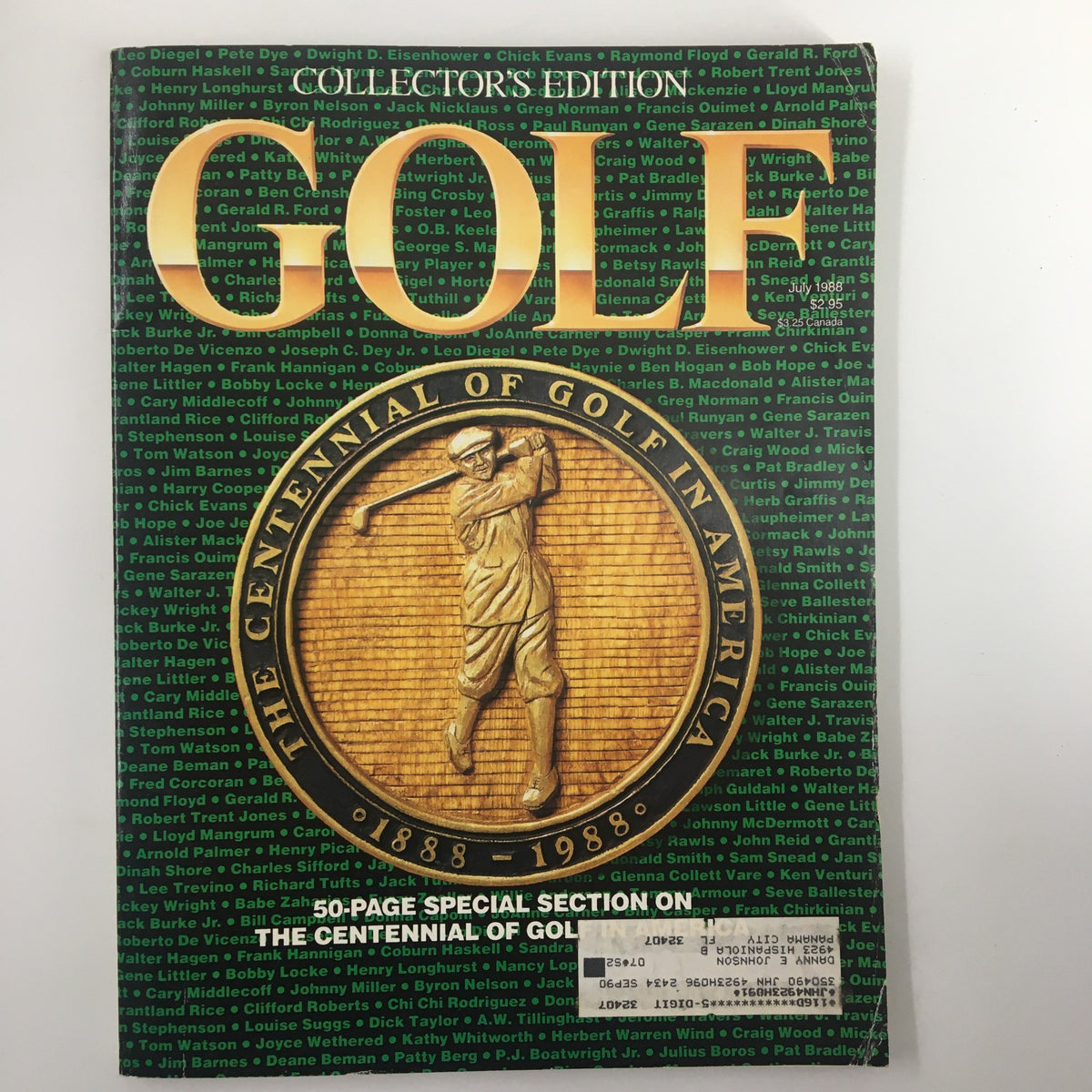 VTG Golf Magazine July 1988 British Open Championship Collector's Edition cover featuring a golfer in action and celebrating the Centennial of Golf in America.