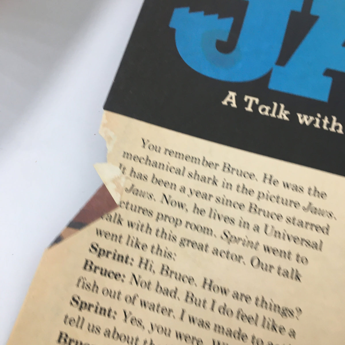 Detailed view of an article titled 'A Talk with Bruce' from VTG Scholastic Scholar Magazine, February 24, 1976, highlighting vintage content.