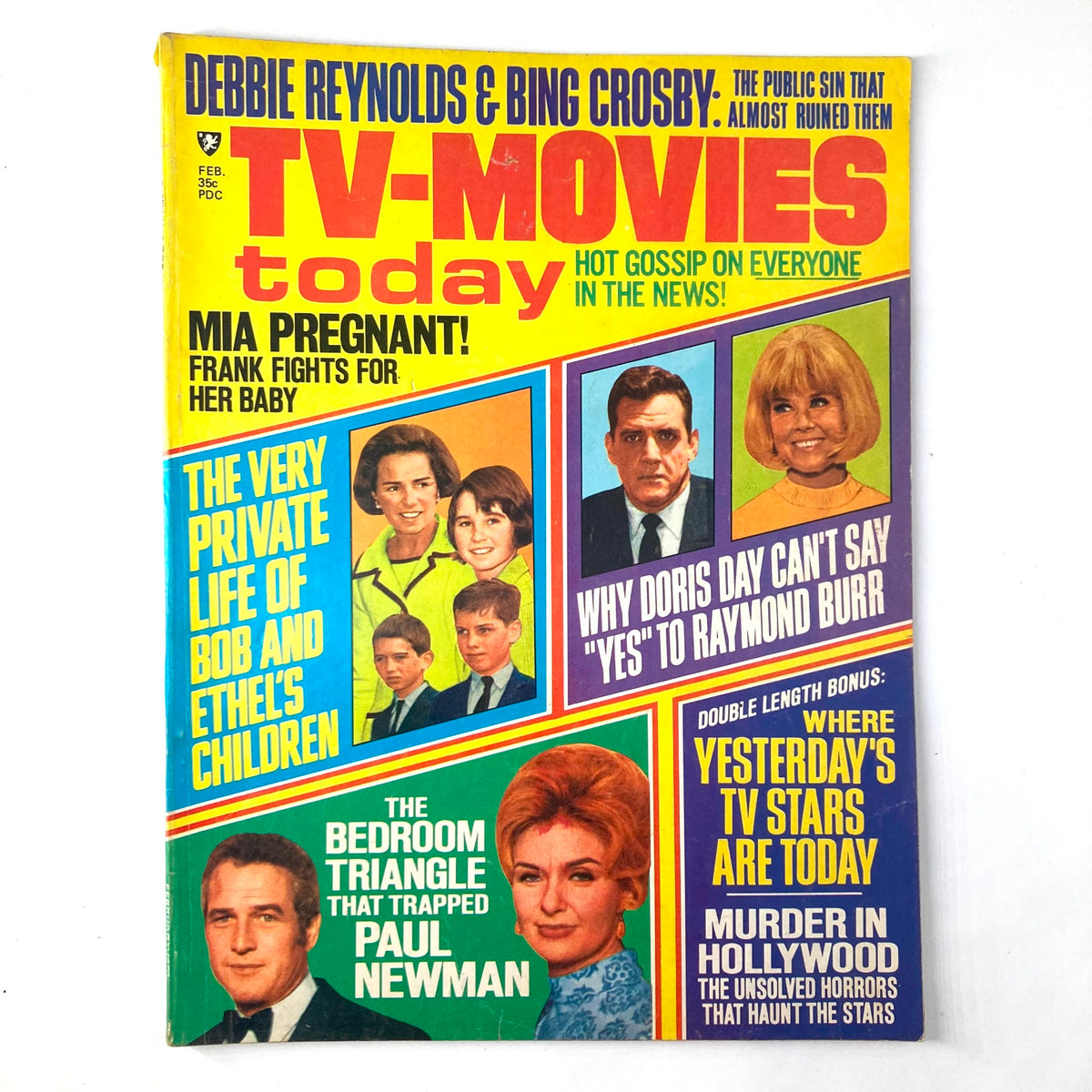 VTG TV-Movies Today Magazine February 1970 featuring Paul Newman and Doris Day on the cover, showcasing classic Hollywood nostalgia and entertainment news.