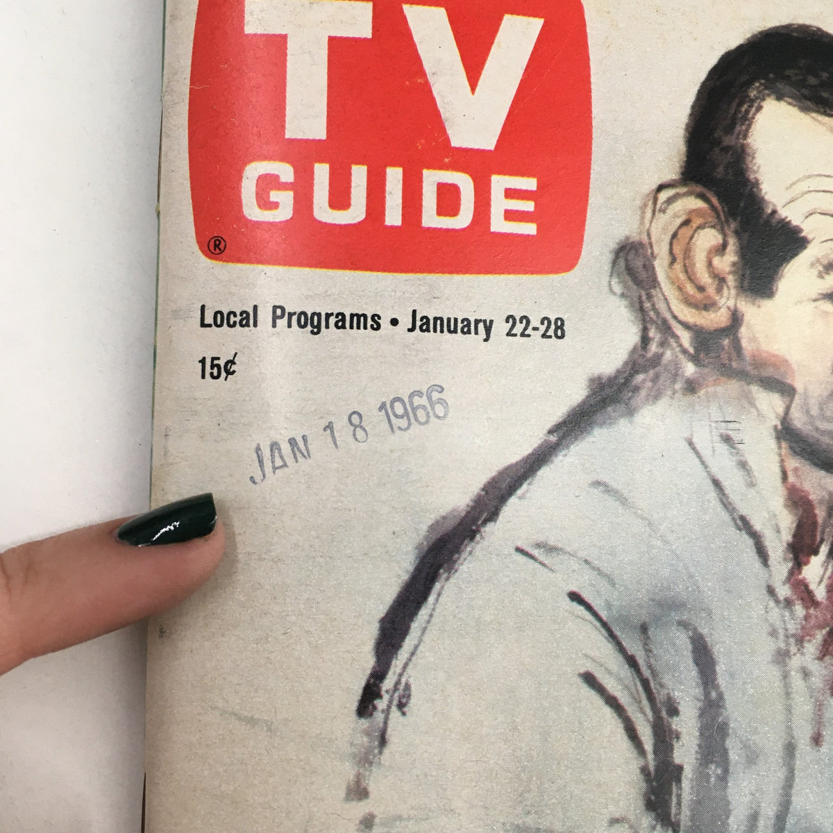 Cover of TV Guide Magazine dated January 22, 1966, featuring local programs and a stylized illustration of David Janssen, capturing the essence of 1960s television nostalgia.