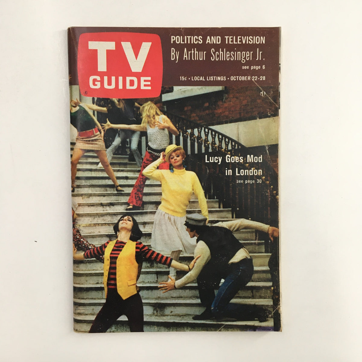 Cover of TV Guide Magazine October 22, 1966 featuring Lucille Ball and dancers, showcasing retro television culture.