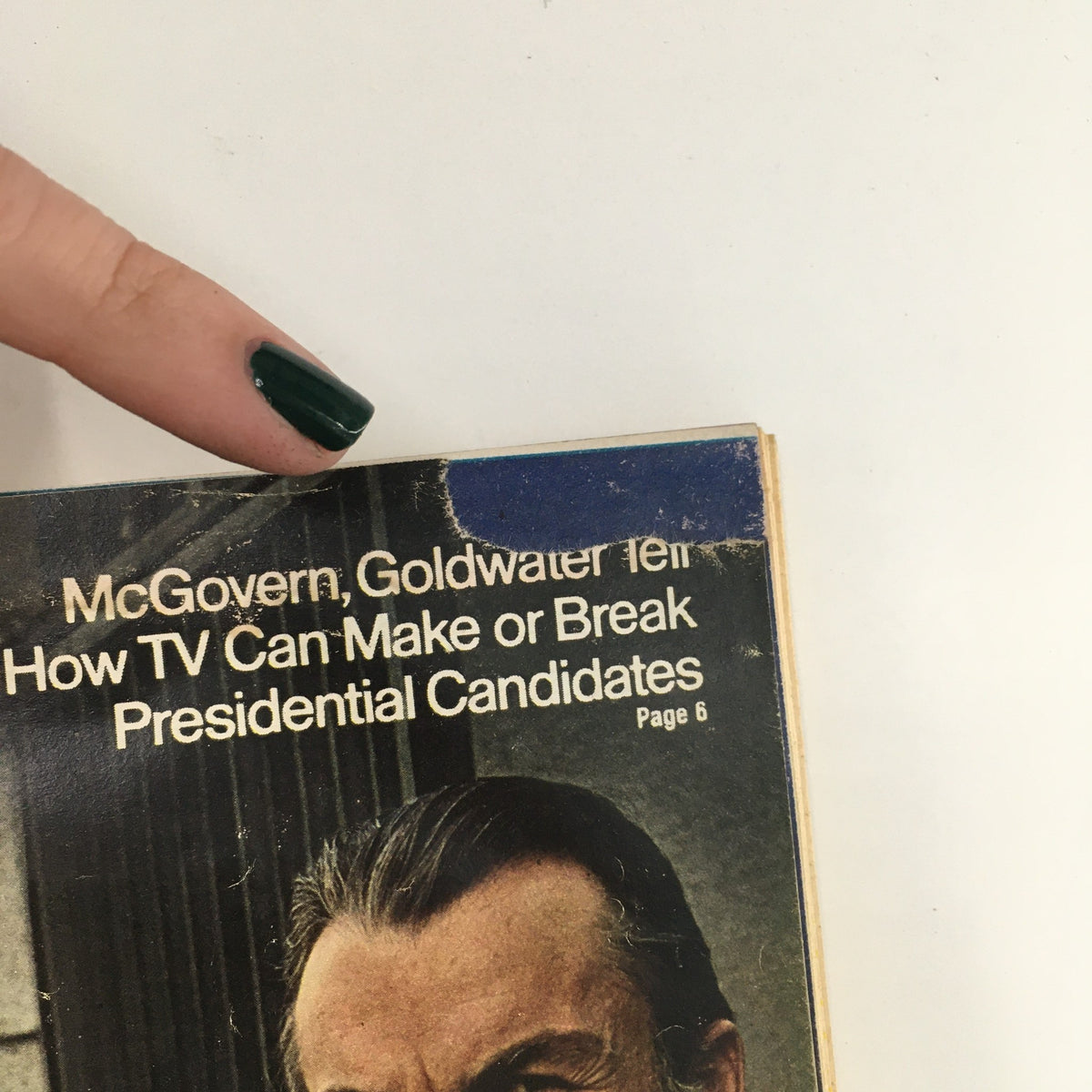 Detailed view of the top of the cover of TV Guide Magazine June 12 1976, emphasizing the article on how television influences presidential candidates.