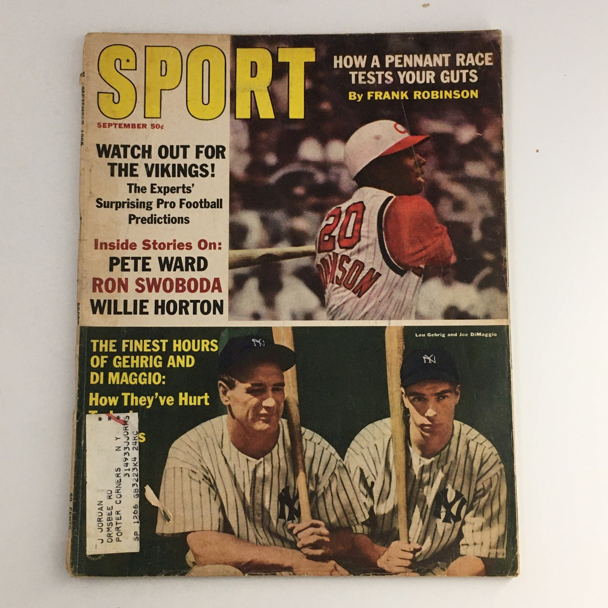 Sport Magazine September 1965 cover featuring stories on Pete Ward, Ron Swoboda, and Willie Horton, highlighting the sports legends of the era.