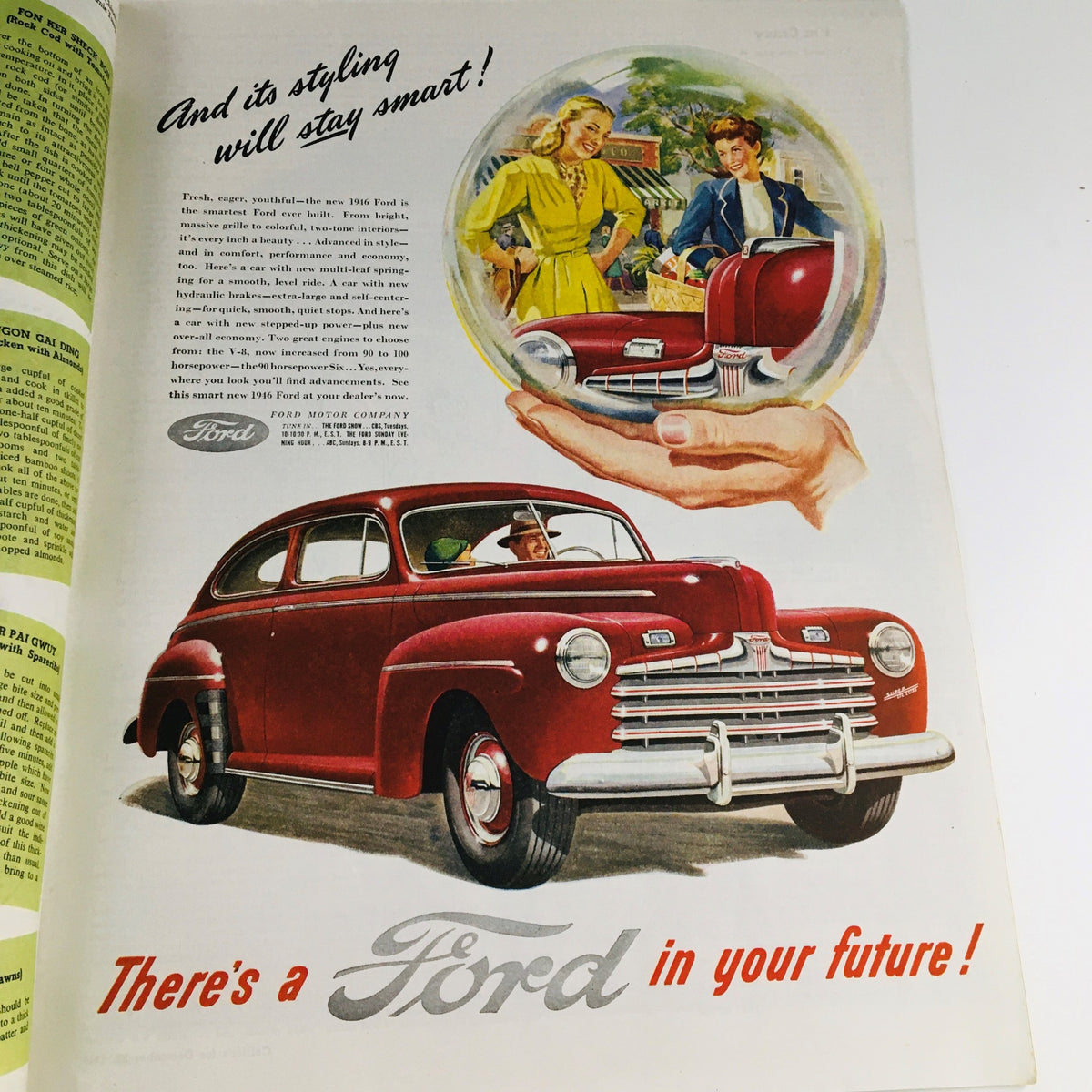 Collier's Magazine December 22, 1945, advertisement for Ford cars, emphasizing style and future prospects with vibrant illustrations.