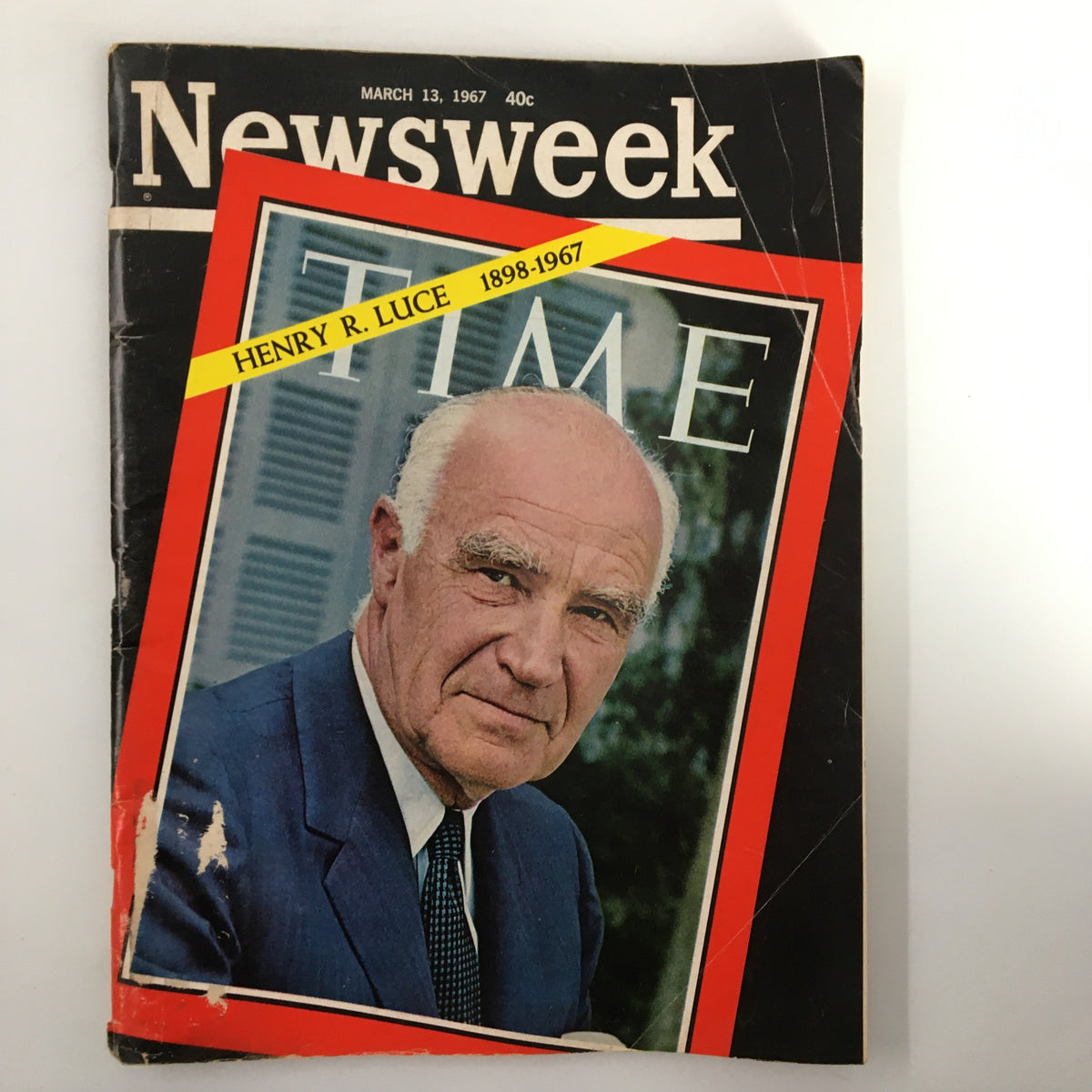 Cover of the VTG Newsweek Magazine March 13, 1967, featuring Henry R. Luce, notable media executive. The magazine displays a classic design with a red and black color scheme, highlighting his contribution to journalism.