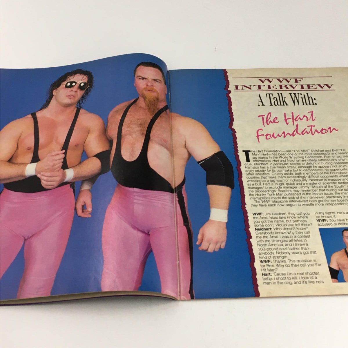 WWF Magazine June 1988 interview segment featuring The Hart Foundation wrestlers, discussing their careers in professional wrestling.