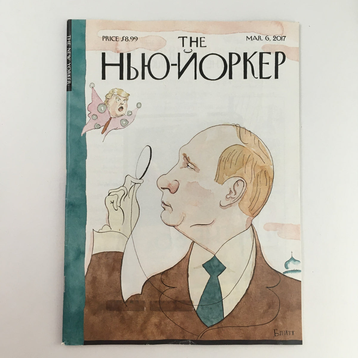 The New Yorker March 6 2017 Full Magazine Cover illustrated by Barry Blitt featuring a caricatured depiction of Vladimir Putin.